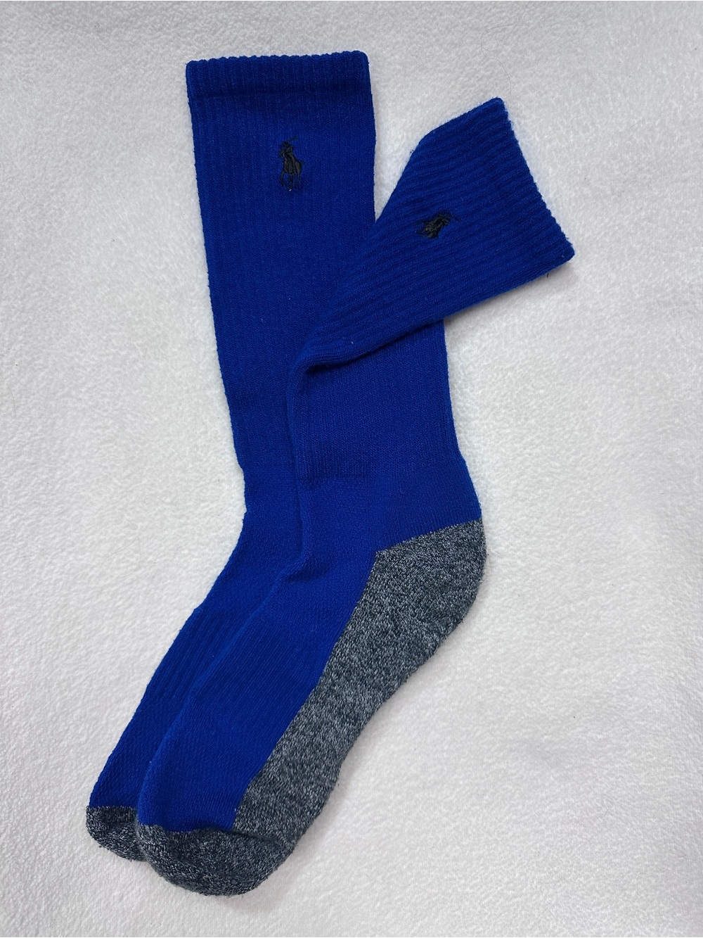 Polo by Ralph Lauren Royal Blue Crew Socks with Gray Heel and Toe